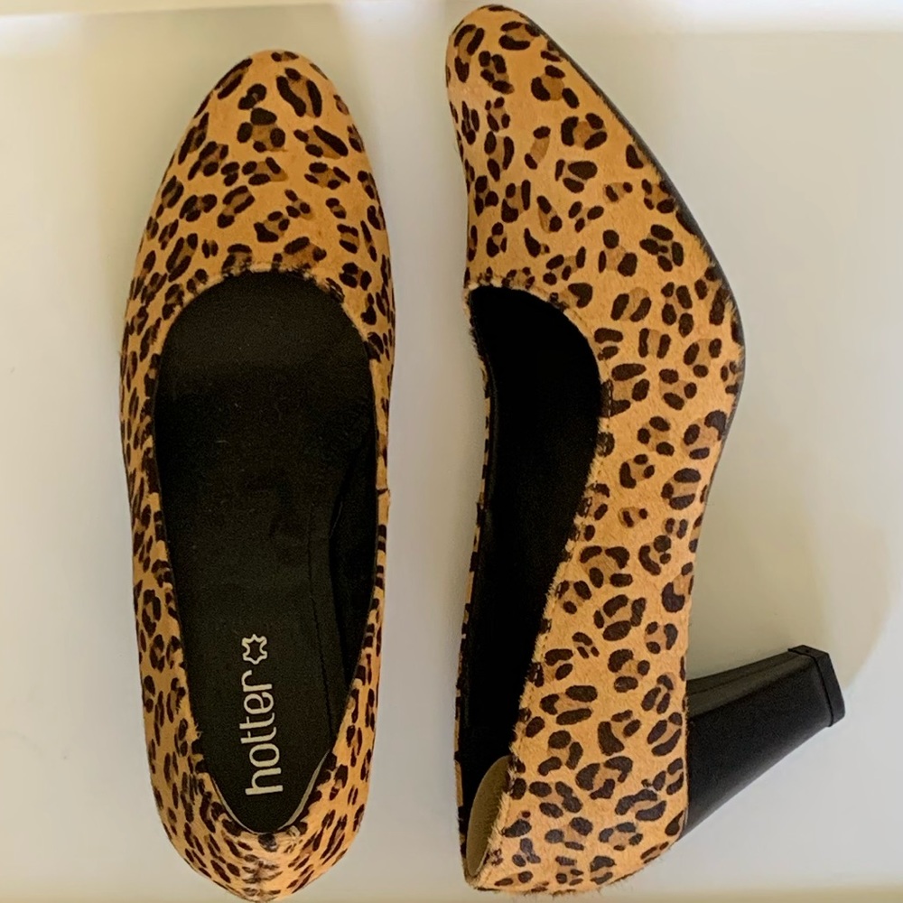NWOT Hotter Leather Leopard Shoes - Size 10